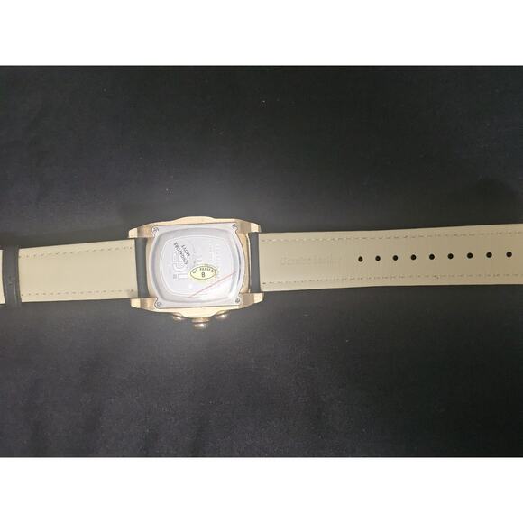 45.9mm bubble face Analog Watch gold tone bezel with Black genuine Leather band main image 4